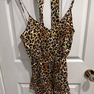 Charlotte Olympia Tan and Brown Leopard Print Bustier Camisole